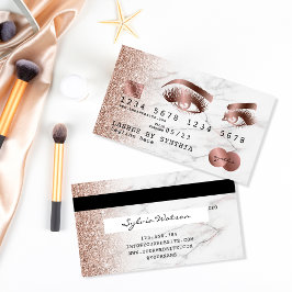Kreditkartenstyling Rose Gold Marble Long Lashes Visitenkarte