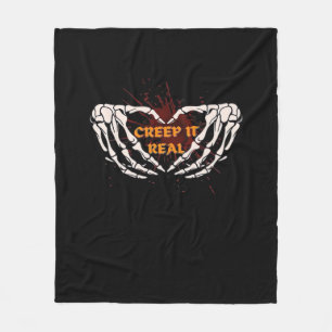 Kreep it real, Skeletthandschuhe mit Herz Fleecedecke