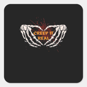 Kreep it real, Skeletthandschuhe mit Herz Quadratischer Aufkleber