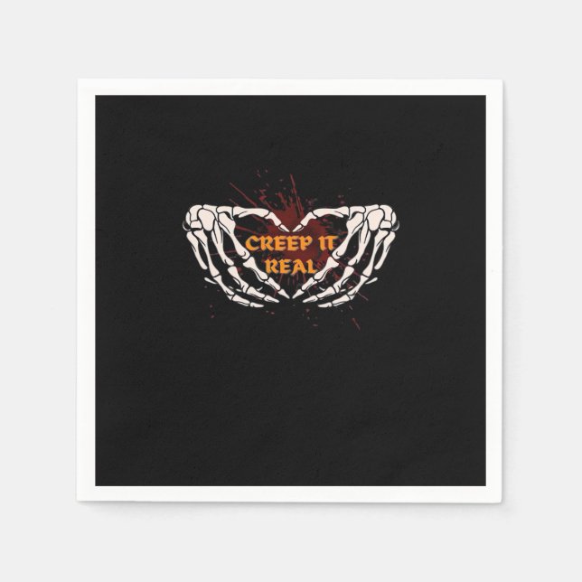 Kreep it real, Skeletthandschuhe mit Herz Serviette (Vorderseite)