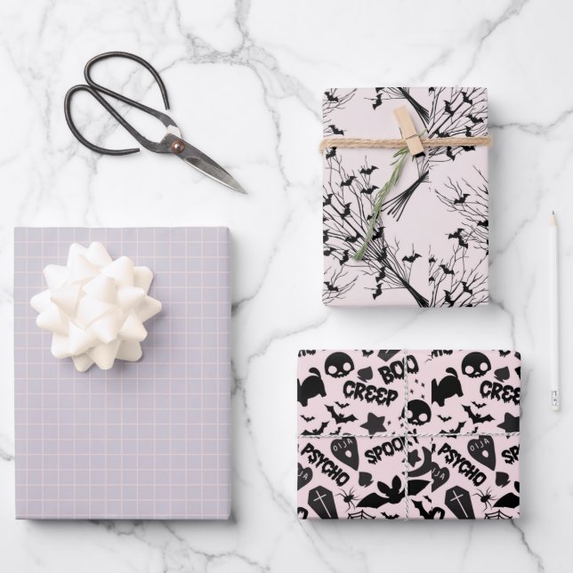 KREEPIE UND BEÄNGSTIGENDE HALLOWEE GESCHENKPAPIER SET (Vorderseite)