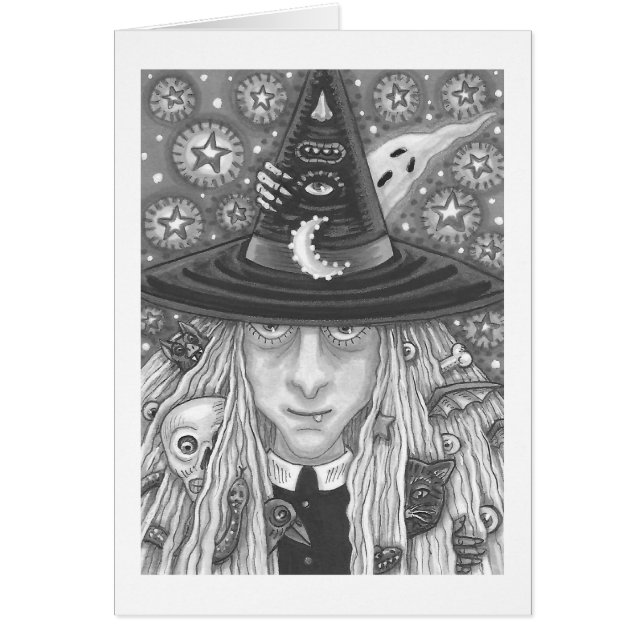 KREEPY WITCH, EVIL EYE, GOTH GREETING CARD Blank (Vorne)