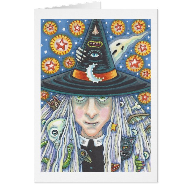 KREEPY WITCH, EVIL EYE, GOTH GREETING CARD Blank (Vorne)