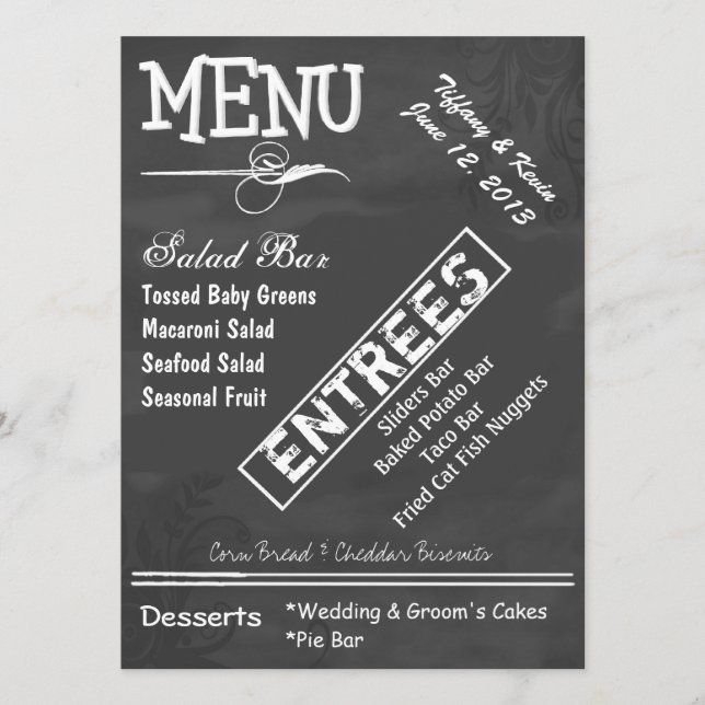 Kreide-Brett-Blick-kundenspezifisches Menükarte (Vorderseite)