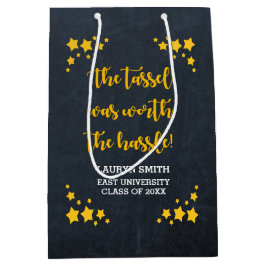 Kreide-Goldstern-personalisierter Abschluss Mittlere Geschenktüte