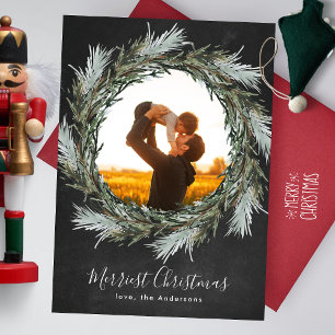 Kreide-Kiefer-Kranz Weihnachten Feiertags-Fotokart