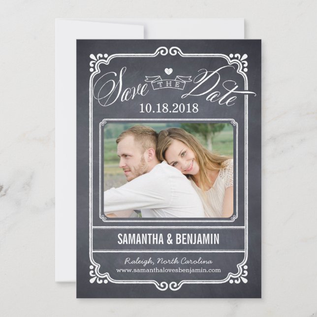 Kreide-Rahmen Save The Date Karte (Vorderseite)