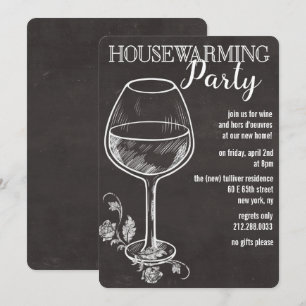 Kreide-Weinglas-Housewarming-Einladung Einladung