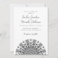 Kreide-Weiß Retro-Abstract Mandala-Hochzeit
