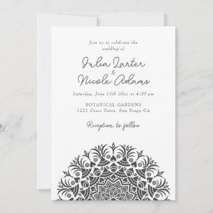 Kreide-Weiß Retro-Abstract Mandala-Hochzeit Einladung