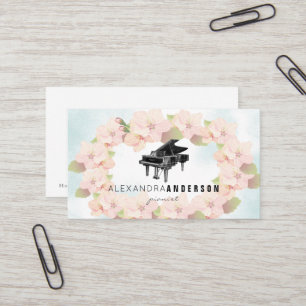 Kreidekirsche Blüten Vintage Piano Business Card Visitenkarte