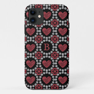 Kreidestil-Herzen und -Kreise mit Monogramm Case-Mate iPhone Hülle