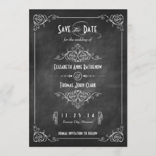 Kreidetafel Art Deco Retted-das-Datum-Karten Save The Date