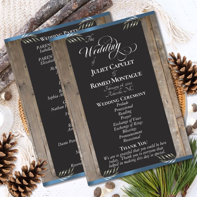 Kreidetafel auf Holz - Blaue Hochzeit Programm (Von Creator hochgeladen)