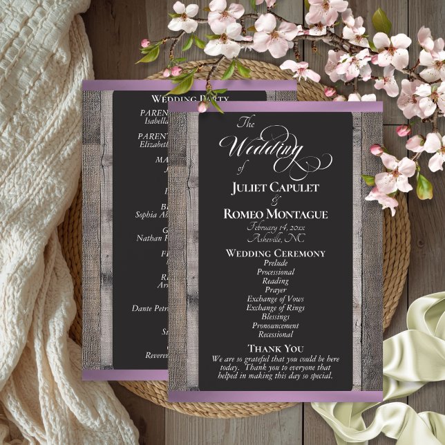 Kreidetafel auf Holz & Lavendelband - Hochzeit Programm (Von Creator hochgeladen)