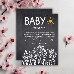 Kreidetafel Baby Frühling Zeichnung Baby Shower Dankeskarte