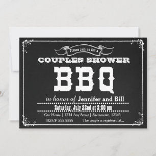 Kreidetafel BBQ Barbecue Sommer Schwarz Weiß Einla Einladung