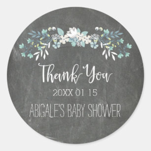 Kreidetafel-Blumen-Baby-Shower-Gunst-Sticker Runder Aufkleber