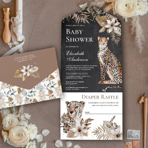 Kreidetafel Boho Wilde Safari Leopard Baby Shower All In One Einladung