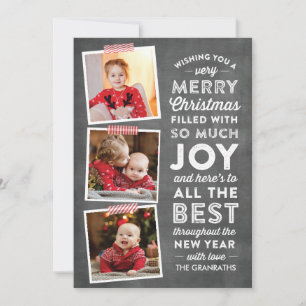 Kreidetafel-Buchstaben-Multi-Foto-Weihnachtskarte Feiertagskarte