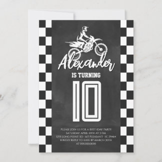 Kreidetafel Dirt Bike Geburtstagsfeier Einladung