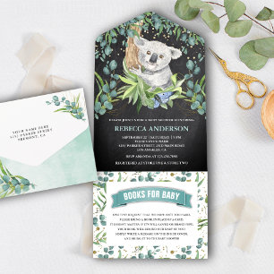 Kreidetafel Eukalyptus Koala-Bär Baby Shower All In One Einladung
