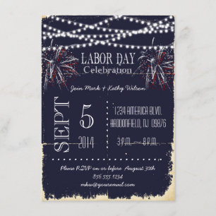 Kreidetafel-Feuerwerk Labor Day Party-Einladung Einladung