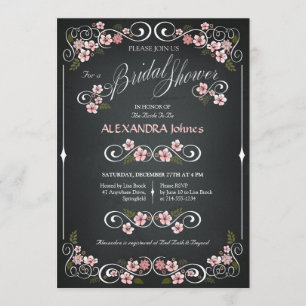 Kreidetafel Florale Brautparty Chic Vintage Einladung