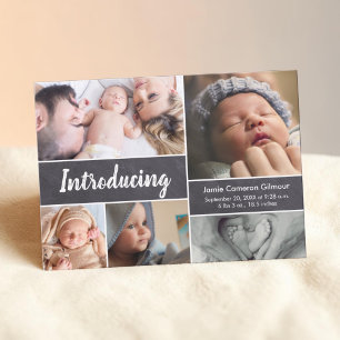 Kreidetafel-Foto-Collage Baby Junge Vorstellen Ankündigung