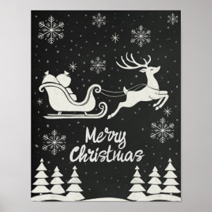 Kreidetafel Frohe Weihnachten Poster mit Rentier