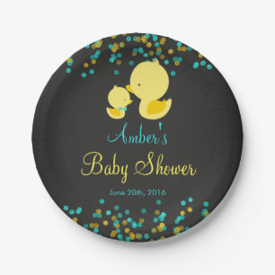 Kreidetafel Gummiente Baby Shower Papierplatte Pappteller