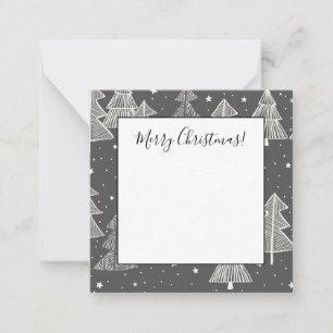 Kreidetafel Handgezeichnete Weihnachtsbäume Schnei Mitteilungskarte
