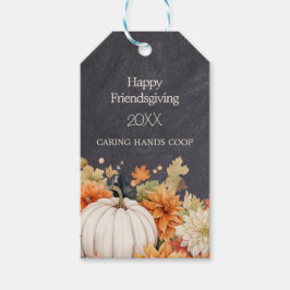 Kreidetafel Herbst-Kürbis-Blumen-Friendsgiving-Jah Geschenkanhänger