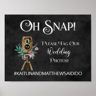 Kreidetafel-Hochzeitsschild-Fotos-Hashtag Poster
