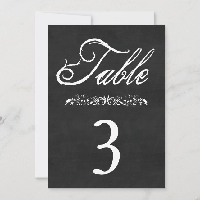 Kreidetafel-Hochzeitstischnummern Einladung (Vorderseite)