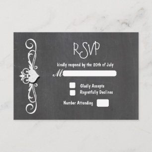 Kreidetafel Kreide HerzHochzeits-RSVP-Karte Einlad RSVP Karte