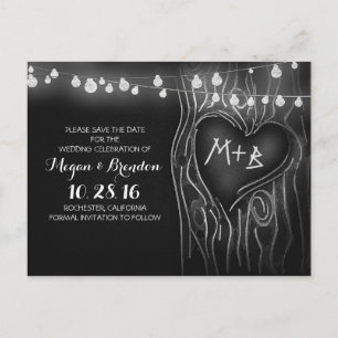 Kreidetafel-Lichter-Baum-Save-the-Date-Postkarten Ankündigungspostkarte