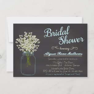 Kreidetafel-Mason-Glas Baby's Breath Brautdusche Einladung