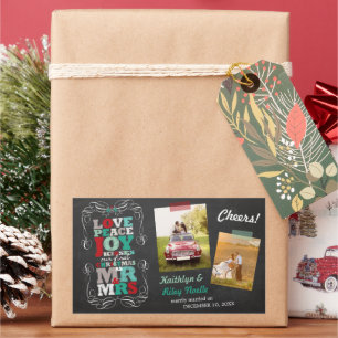 Kreidetafel Mistelzweig Vintage Erstes Weihnachten Rechteckiger Aufkleber