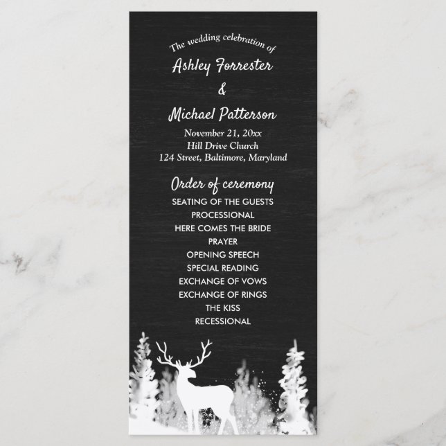 Kreidetafel-Rentier-Weihnachts-Hochzeitsprogramm Programm (Vorderseite)