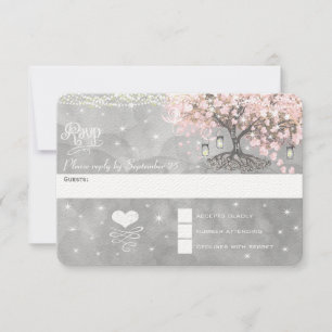Kreidetafel Rosa Herzblatt Baum RSVP Karte