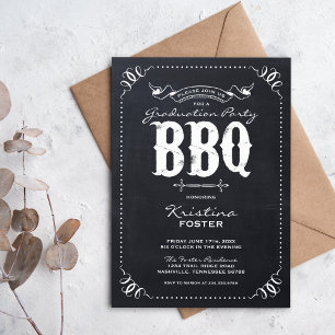 Kreidetafel Rustikale Vintage-Abschlussfeier BBQ Einladung