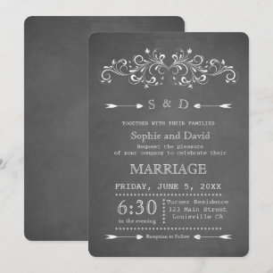 Kreidetafel-Schwung und -Wirbel Hochzeitseinladu Einladung