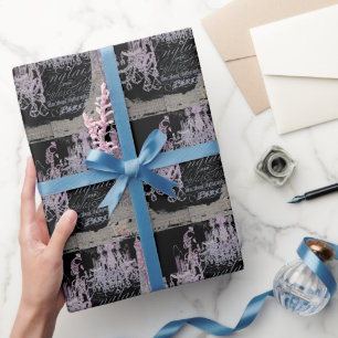 Kreidetafel Skripte Kronleuchter Paris Eiffelturm Geschenkpapier
