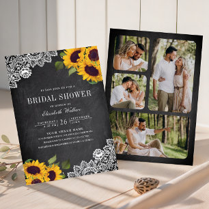 Kreidetafel-Spitzen-Sonnenblumen-Foto-Junggesellin Einladung