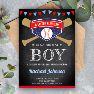 Kreidetafel Sport Junge Baseball Baby Shower Einladung