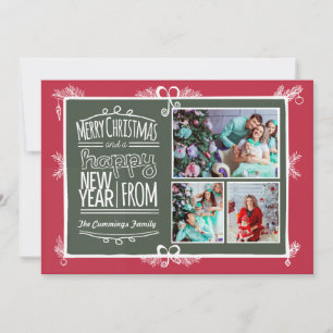 Kreidetafel-Stil Weihnachts- und Neujahrs-Fotokart Feiertagskarte
