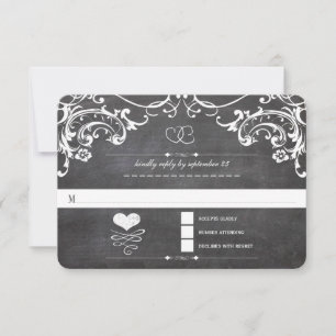 Kreidetafel Süße Herz Initialen Typografie RSVP Karte