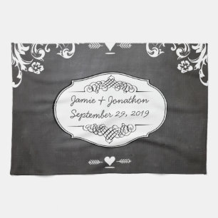 Kreidetafel-Typografie-Hochzeiten Küchentuch