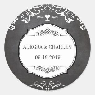 Kreidetafel-Typografie-Hochzeiten Runder Aufkleber